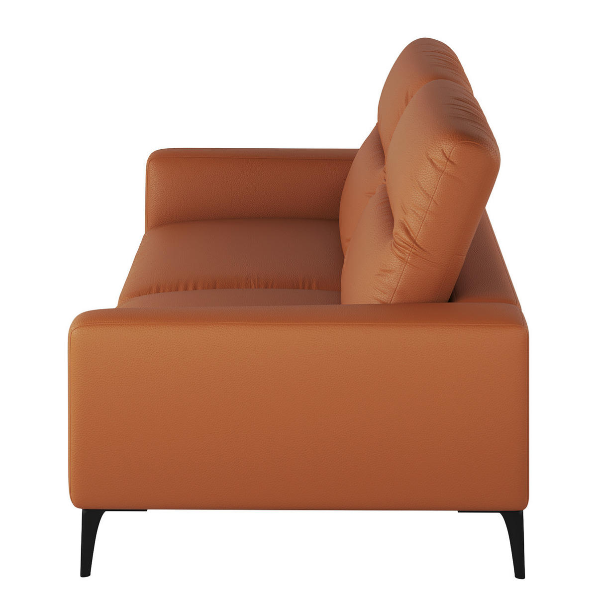 3-SITZER SOFA - Kastanienfarben/Schwarz, Leder/Metall (233/73/107cm) - home24