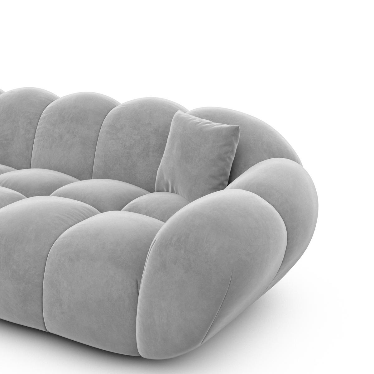 ECKSOFA Liva Hellgrau Samtstoff L-Form Links - Hellgrau, Textil (265/160cm) - VAROYAL