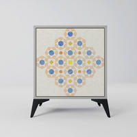 SIDEBOARD PATTERNED PRISM, Grau, 57,5x42x70,5 cm, Schwarze Metall-Sternfüße - Multicolor/Schwarz, Holzwerkstoff/Metall (57.5/70.5/42cm) - SpaceRebels