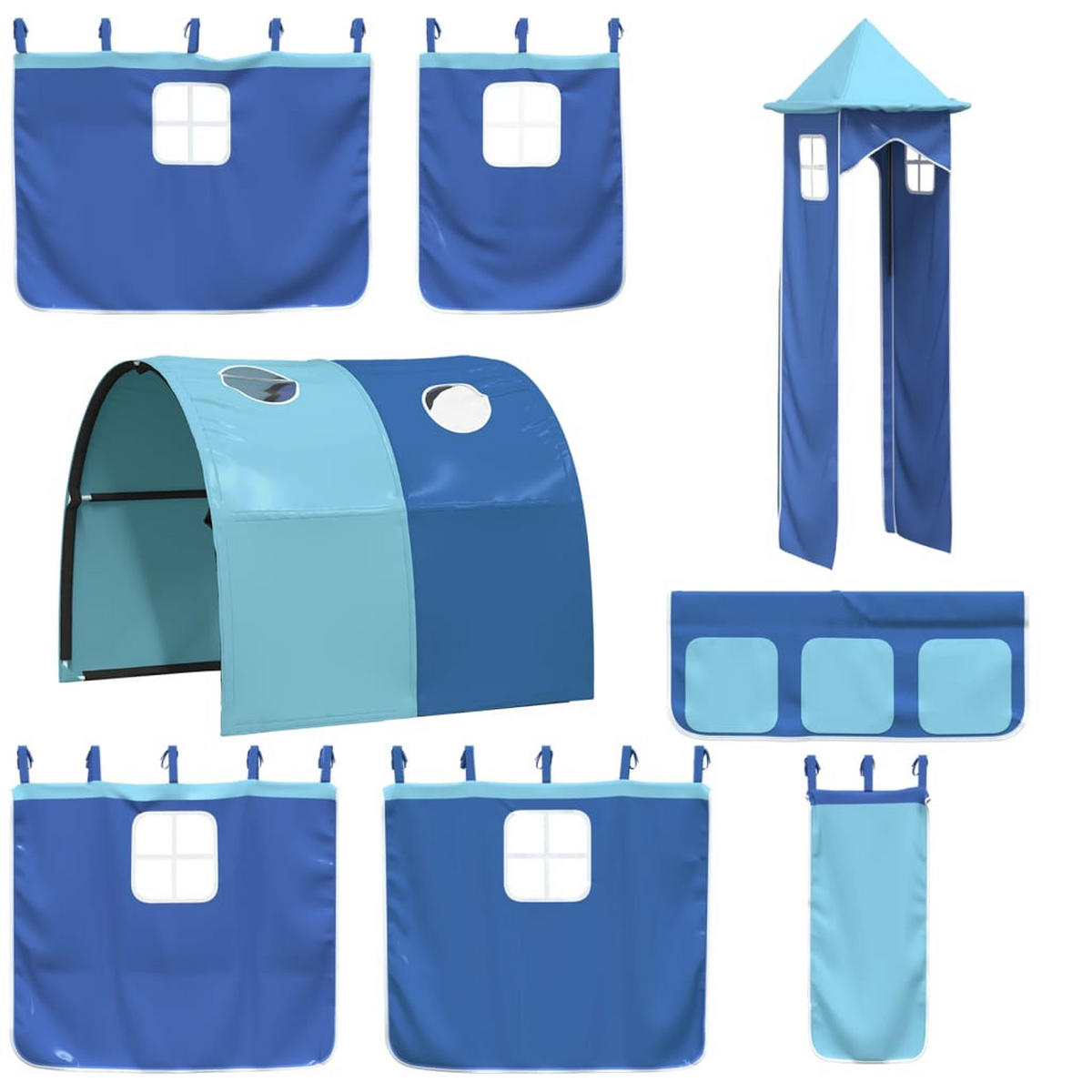 VORHÄNGE Für Hochbett Mit Tunnel Und Turm Blau - Blau, Textil - vidaXL