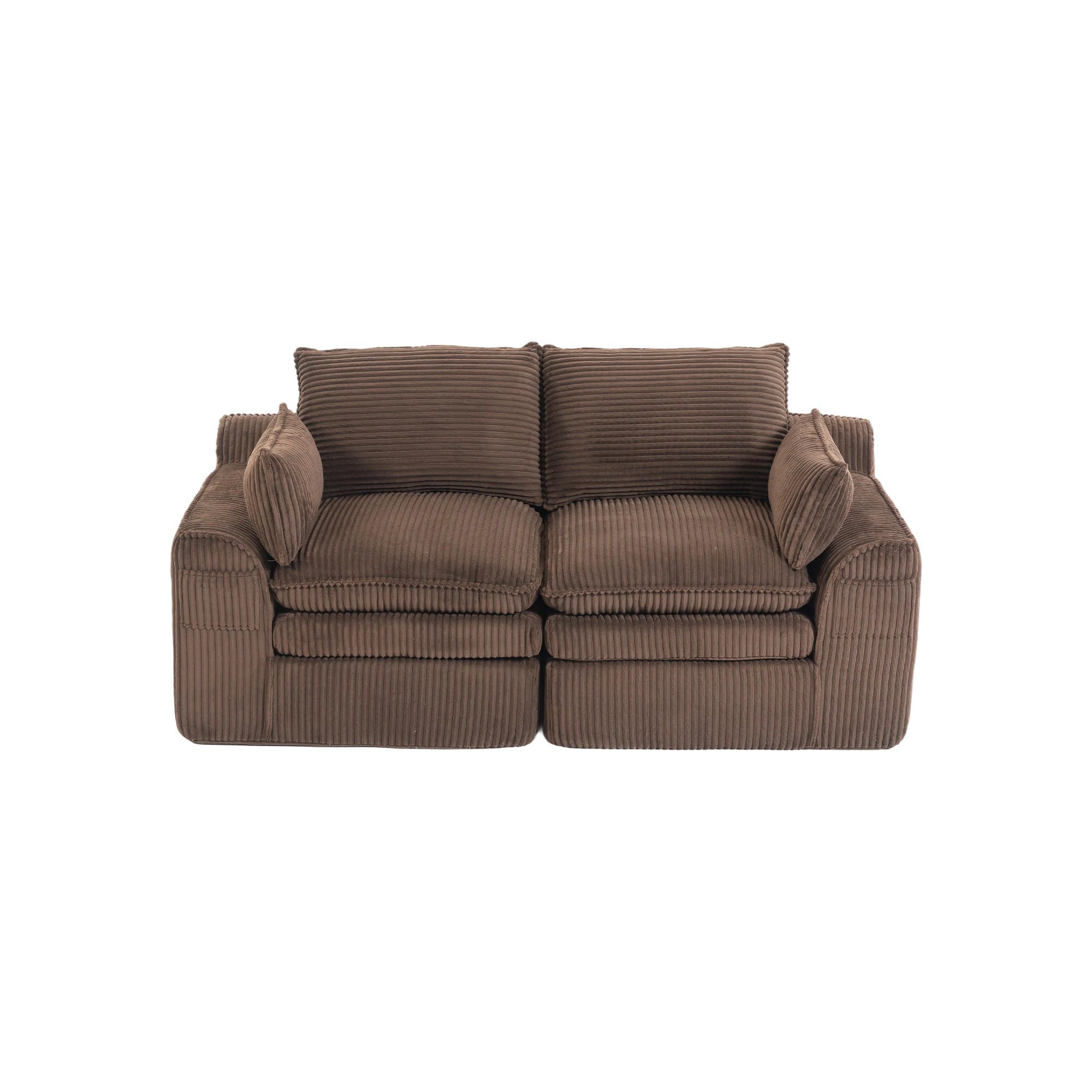 2-SITZER SOFA Cord Braun mit Kissen und Seitentaschen - Braun, Textil (191/85/94cm) - WISHDOR