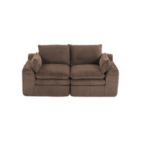2-SITZER SOFA Cord Braun mit Kissen und Seitentaschen - Braun, Textil (191/85/94cm) - WISHDOR