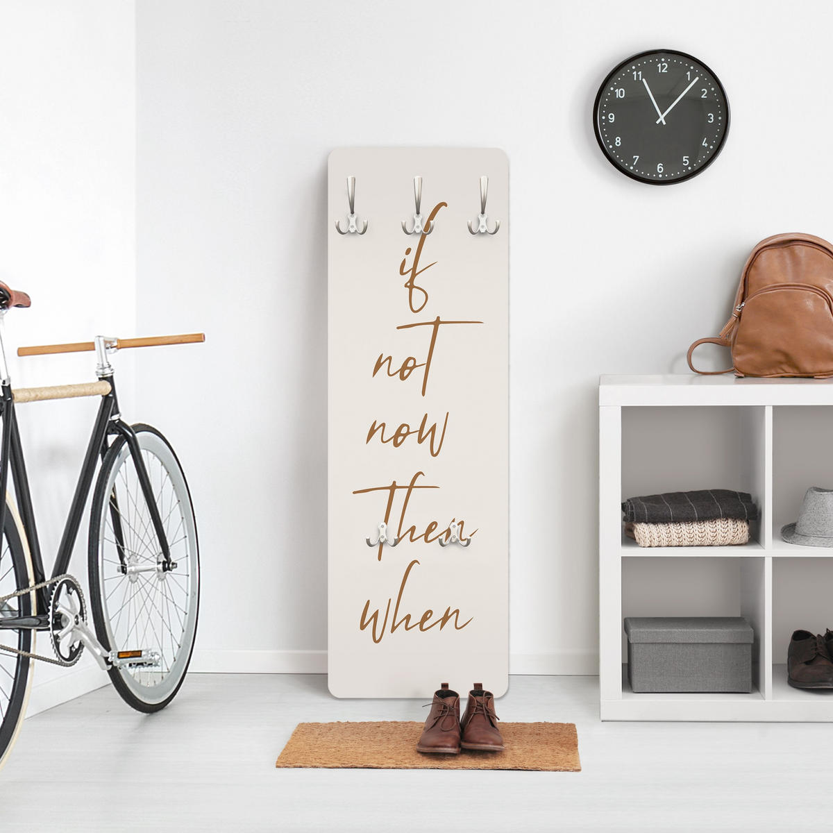 WANDGARDEROBE - If not now then when 34/105 cm - Beige, Holzwerkstoff (34/105/1.6cm) - Bilderwelten