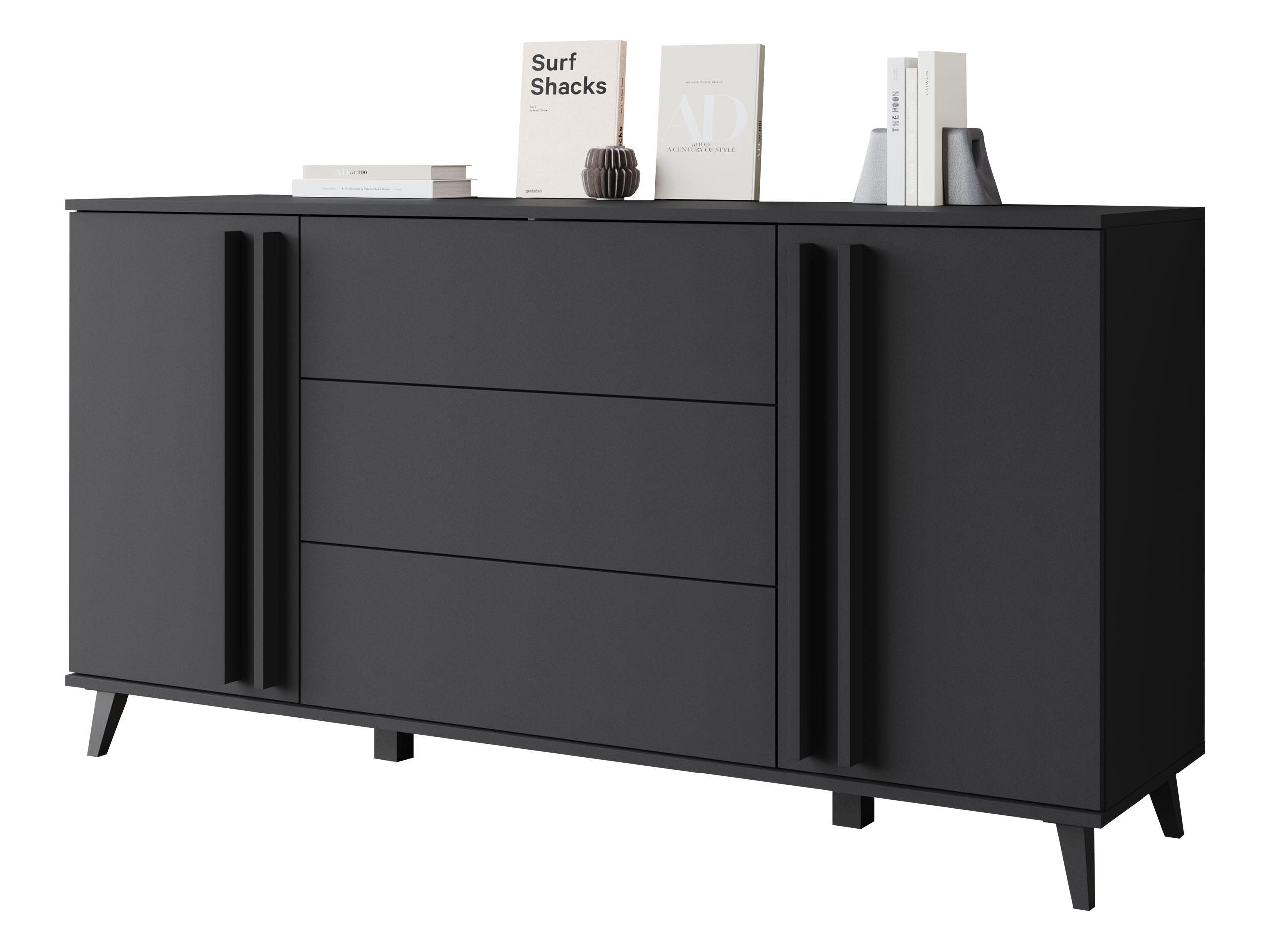SIDEBOARD Helsinki 150 - Schwarz/Graphitfarben, Holzwerkstoff/Kunststoff (150/78/40cm) - MIRJAN24