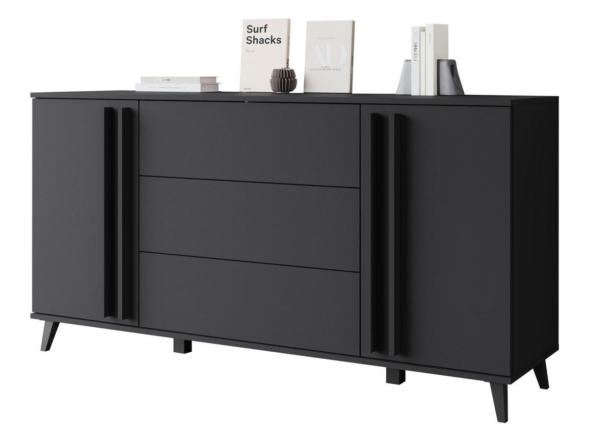 SIDEBOARD Helsinki 150 - Schwarz/Graphitfarben, Holzwerkstoff/Kunststoff (150/78/40cm) - MIRJAN24