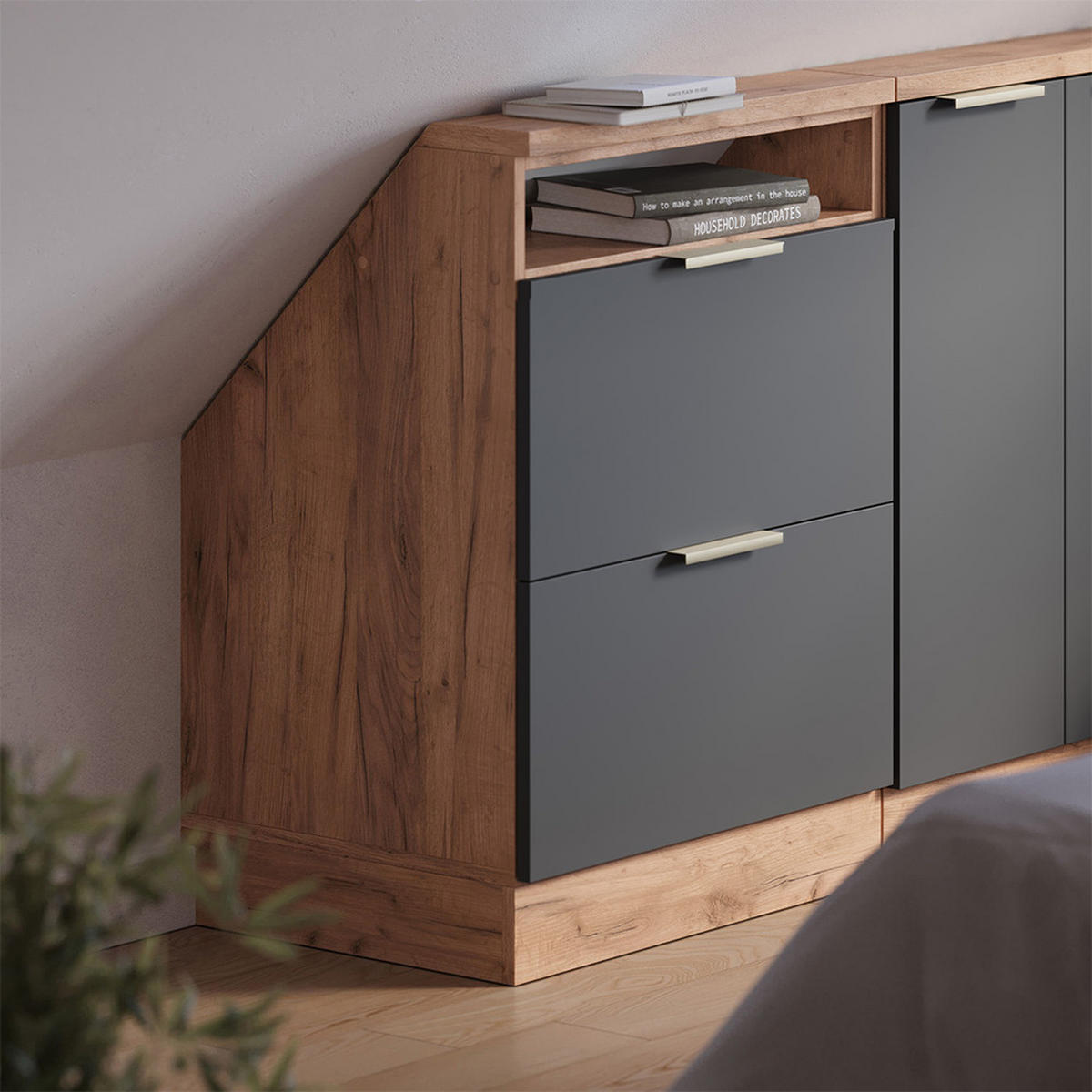 ŠIKMÁ SKŘÍŇ Rion Antracitově zlatý - antracitová, kompozitní dřevo (60/81.6/46cm) - Vicco