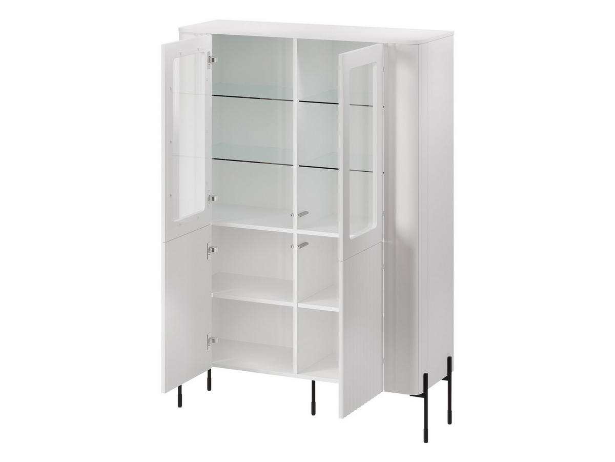 VITRINE Vera - Eichefarben/Schwarz, Holzwerkstoff/Metall (110/160/40cm) - MIRJAN24
