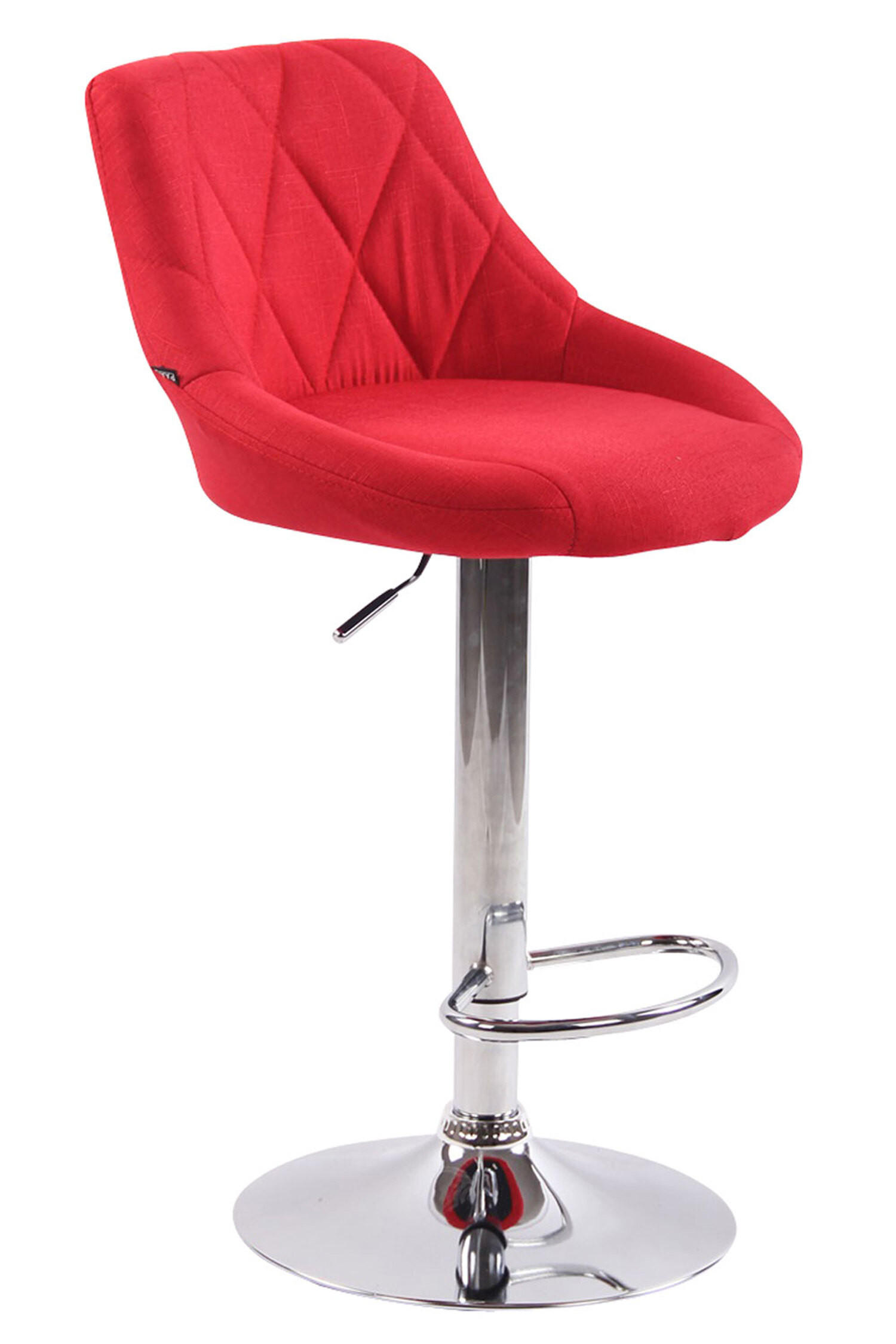 BARHOCKER Lazius, Gestell Metall in Chromoptik, Stoff Rot - Chromfarben/Rot, Textil/Metall (46/100/49cm) - TPFLiving
