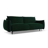 3-SITZER SOFA mit Schlaffunktion Samt Stoff Grün - Dunkelgrün/Schwarz, Textil/Metall (230/86/105cm) - Makamii