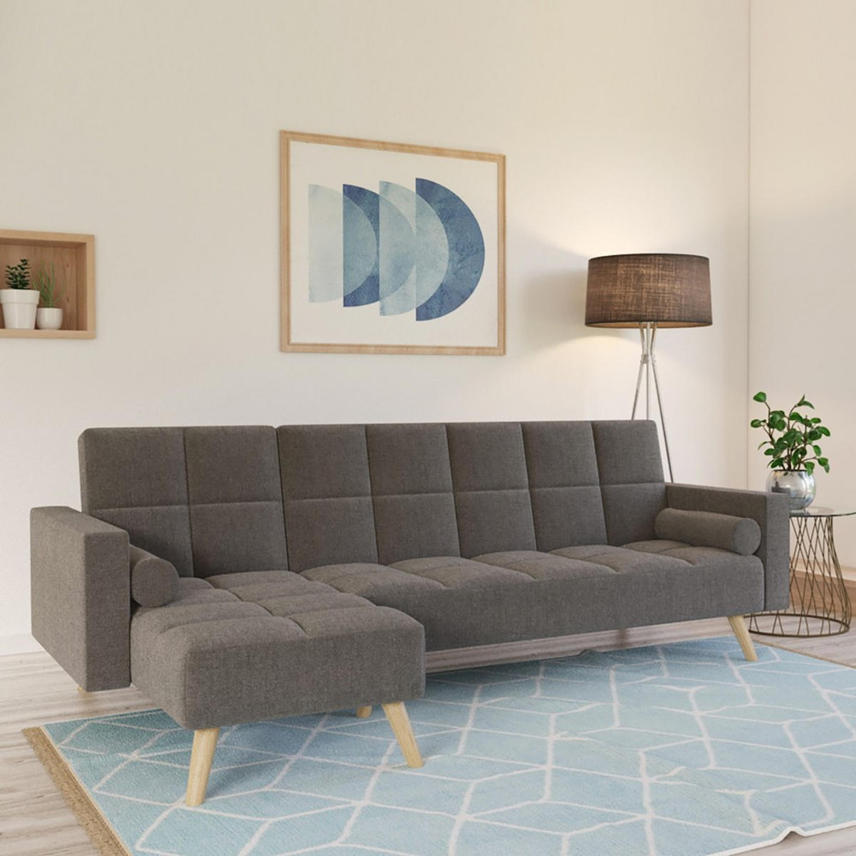 ECKSOFA, gerade ausziehbar links, ASGARD / GRAU - Grau, Holzwerkstoff (144/90/253cm) - Weber Industries