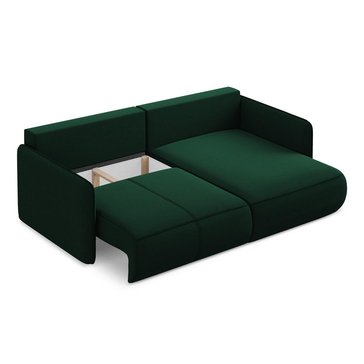 ECKSOFA mit Schlaffunktion Samt Stoff Grün - Dunkelgrün/Schwarz, Kunststoff/Textil (207/148cm) - LaMiaSofa