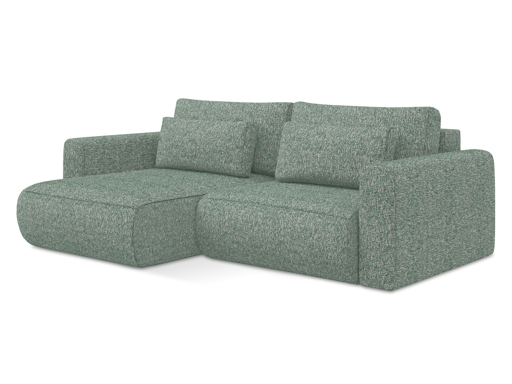 ECKSOFA mit Schlaffunktion Strukturstoff Stoff Grün - Schwarz/Hellgrün, Kunststoff/Textil (149/240cm) - Makamii