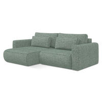 ECKSOFA mit Schlaffunktion Strukturstoff Stoff Grün - Schwarz/Hellgrün, Kunststoff/Textil (149/240cm) - Makamii