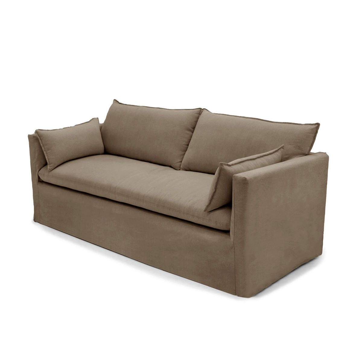 SCHLAFSOFA GERADE Leinen und Baumwolle Eiskastanienbraun 206cm - Hellbraun, Textil (206/93/89cm) - Sia Home