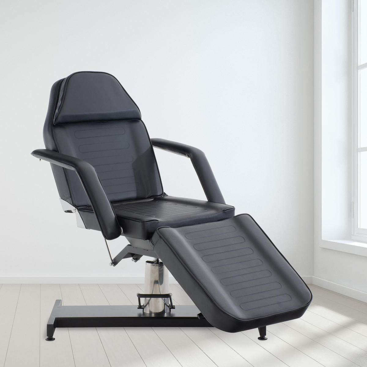 KOSMETIKLIEGE Regen Hydraulisch 64x185x125cm Kunstleder Schwarz Massageliege - Schwarz, Kunststoff (64/125/185cm) - DELUKE