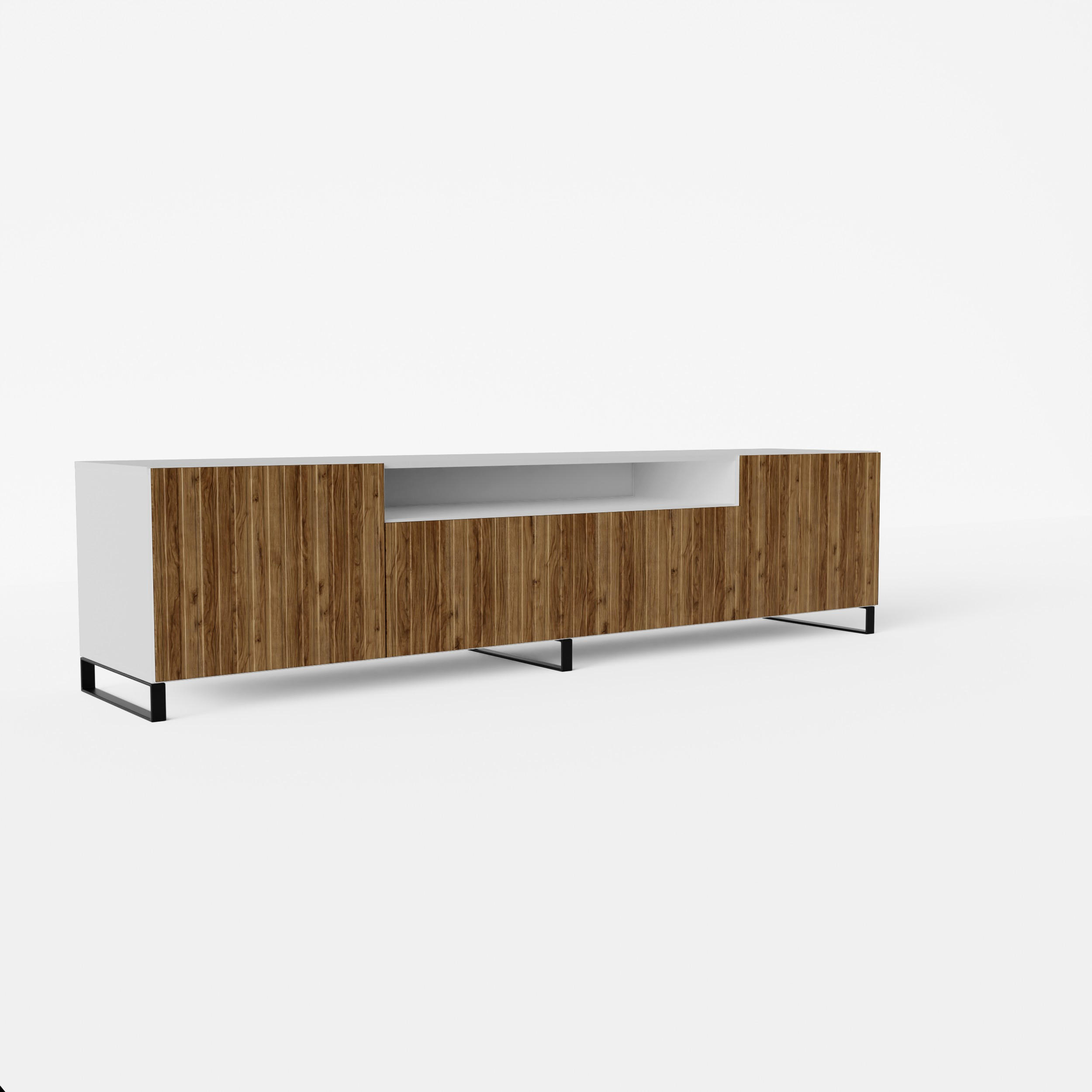 LOWBOARD LIVO 200/41/40 cm, Stand-TV-Schrank Weiß / Eichefarben - Eichefarben/Braun, Holzwerkstoff (200/41/40cm) - MASSENO