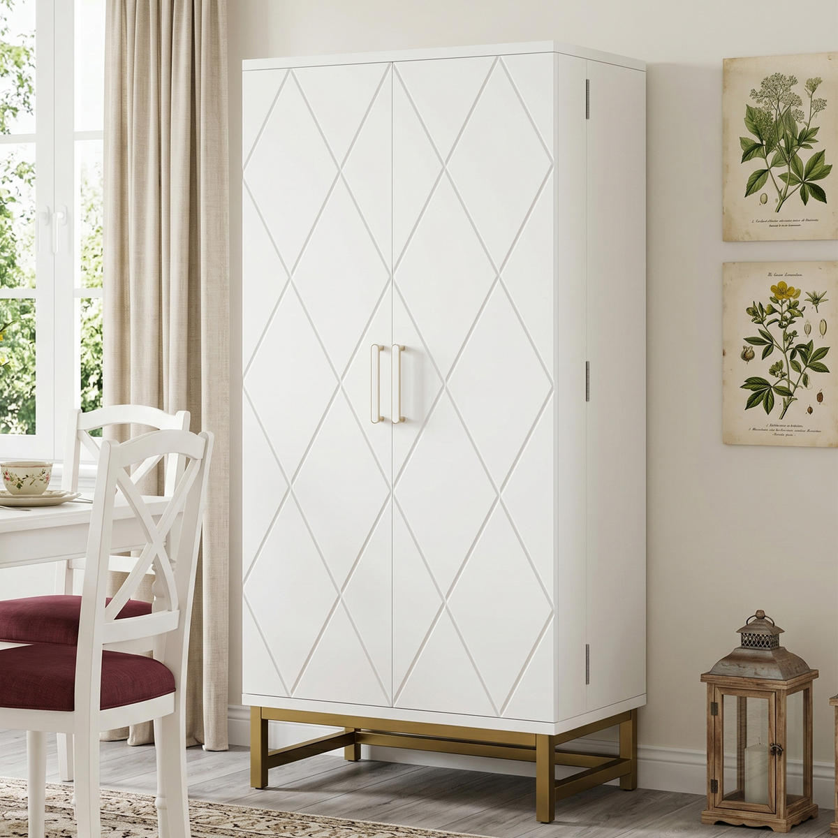 KÜCHENSCHRANK Sideboard Verstellbare Böden Weiß Gold - Weiß, Holzwerkstoff (60/130/40cm) - FLIEKS