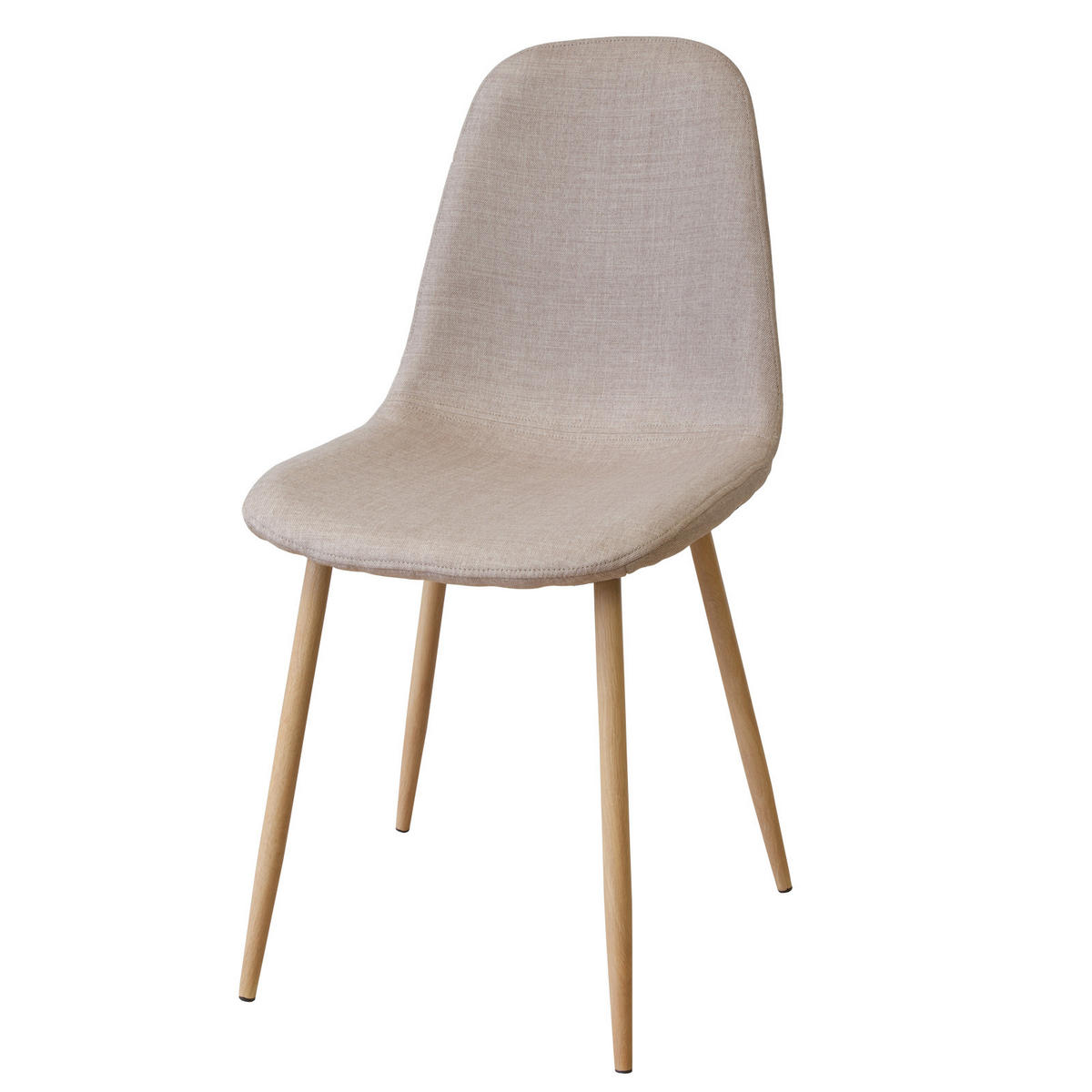 STUHL FANO Stoffbezug Metallbeine Holzoptik 4er Set Beige - Beige, Textil/Metall (44/87/47cm) - Albatros