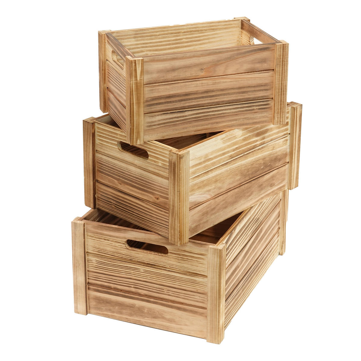 HOLZKISTEN-SET Pura 3-tlg. Massivholz, verschiedene Größen naturfarben - Naturfarben, Holz (40/20/30.5cm) - DESIGN DELIGHTS