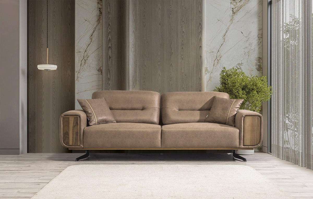 2-SITZER Sofa ROYAL, Braun - Braun, Textil/Metall (200/100/90cm)