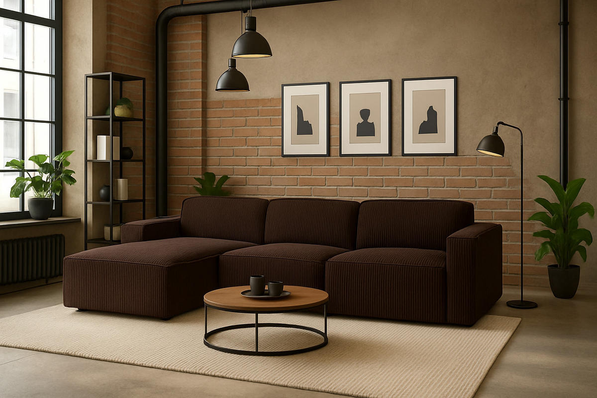 ECKSOFA Cursal L-Form, Stoff Poso, Braun, Links - Braun, Holz (284/166cm) - Kaiser Möbel