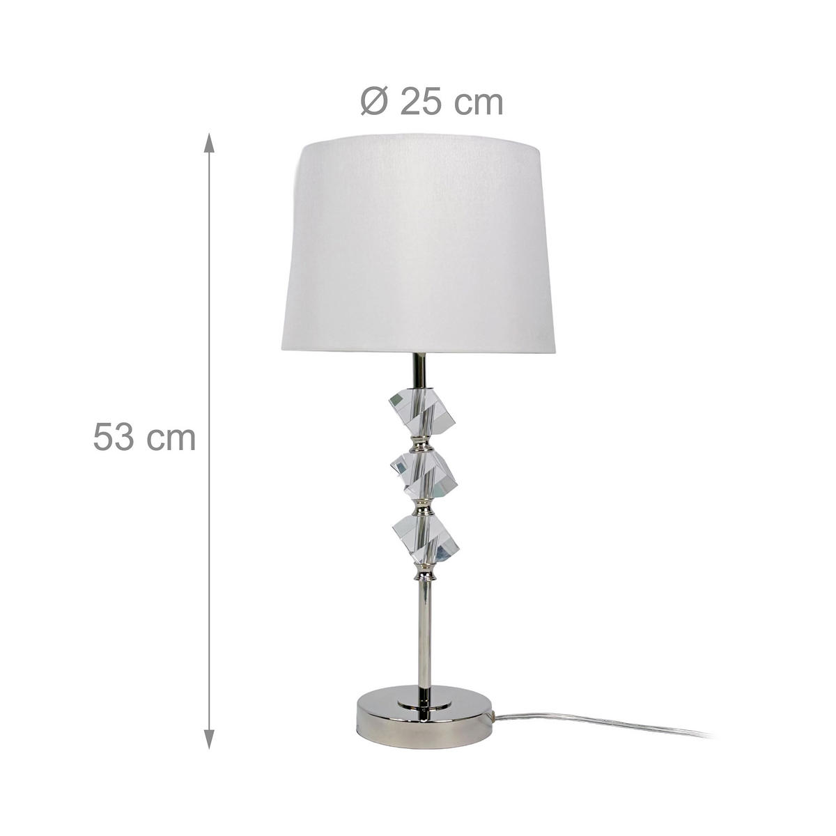 TISCHLEUCHTE - Creme, Glas/Textil (25/25/53cm) - Relaxdays