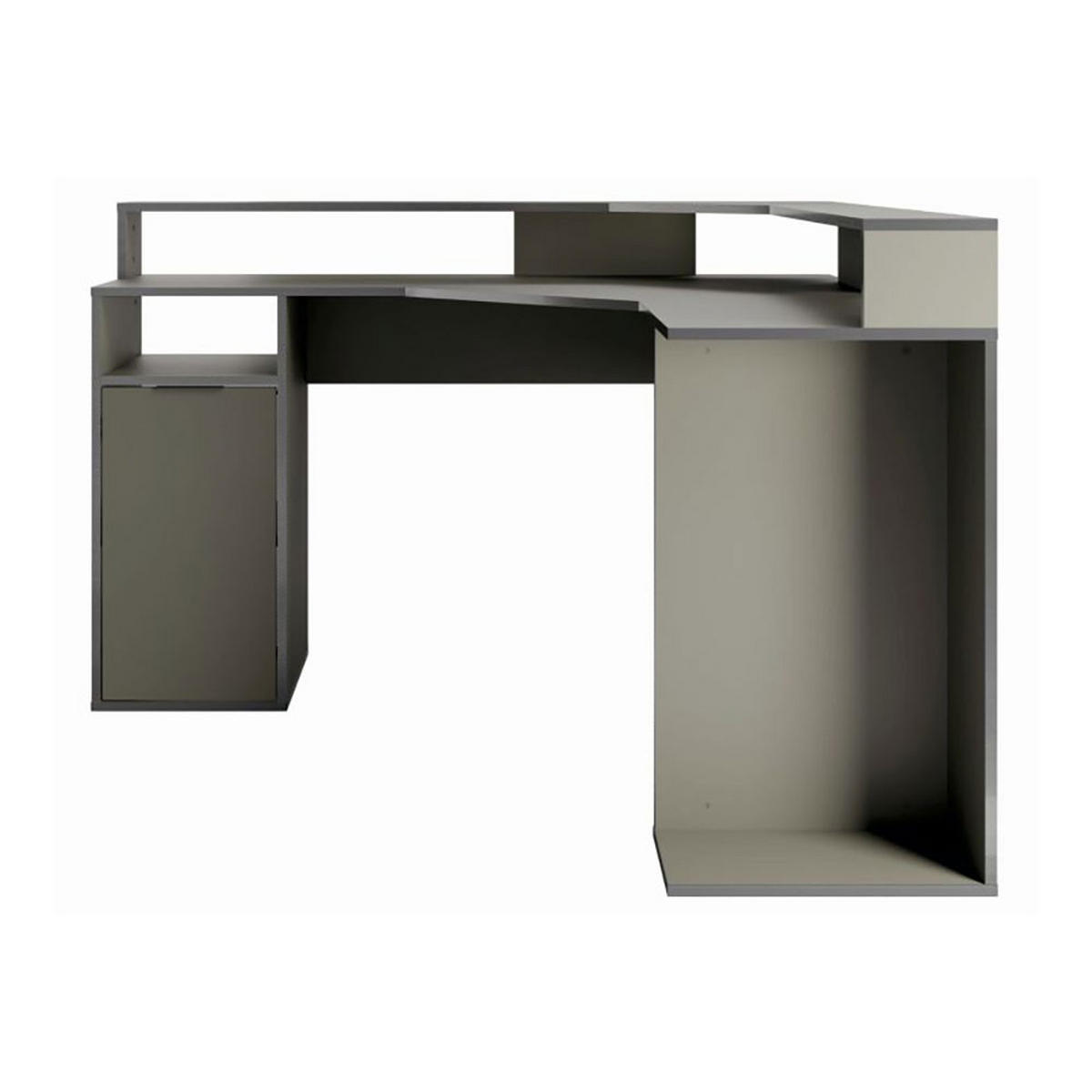 GAMING-SCHREIBTISCH Carbon graphitgrau 139 / 139 / 89cm - Graphitfarben, Holz/Holzwerkstoff (139/139/89cm) - Feldmann-Wohnen