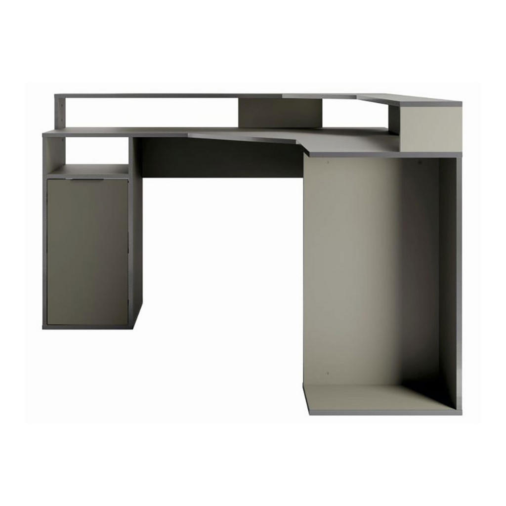 Thumbnail - Feldmann-Wohnen Gaming-Schreibtisch, Graphit, Holz, 1 Fächer, Freiform,Quadratisch, 139x89x139 cm, Arbeitszimmer, Schrei...