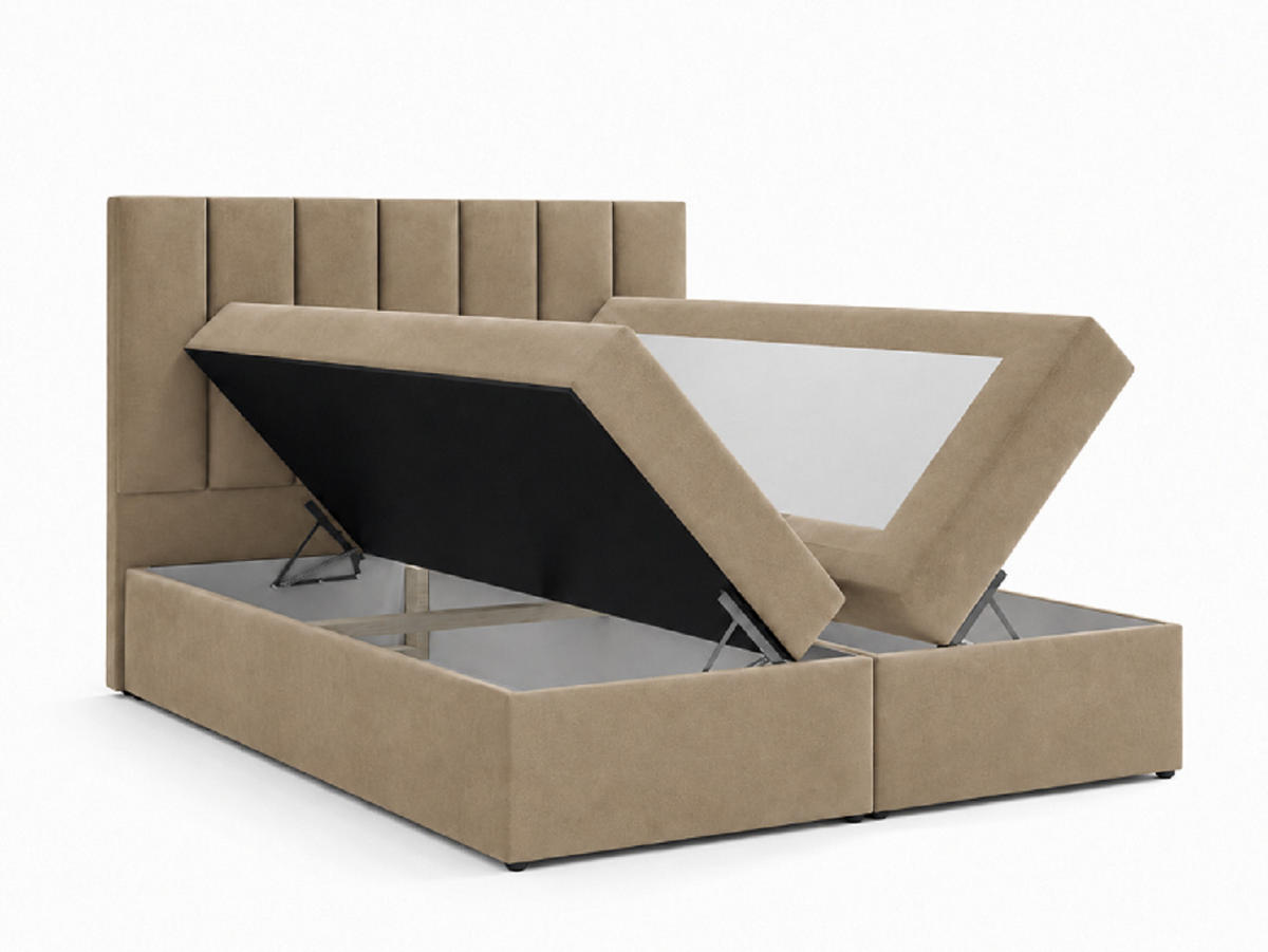 BOXSPRINGBETT HUGO, 160 x 200 cm, Bettkasten, H4, braun - Braun, Textil (160/200cm) - Labett