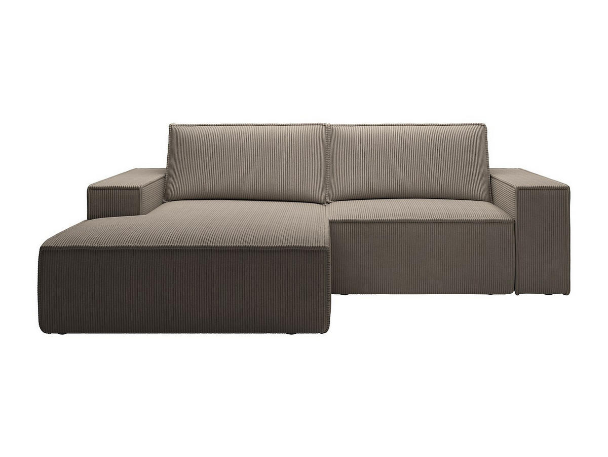 KLEINES Ecksofa mit Schlaffunktion - Ecke links - Cord - Taupe - AMELIA - Braun, Textil (240/167cm) - Vente-Unique