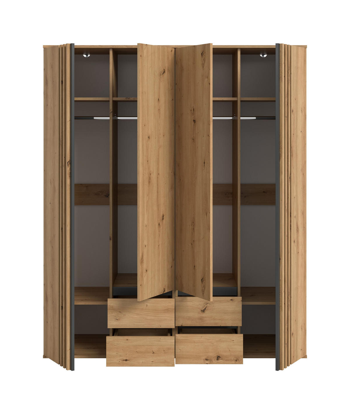 KLEIDERSCHRANKKOMBINATION TOFTA (B/H/T: ca. 160/190/56 cm) in Artisan Eiche Nachbildung/Artisan Eiche Nachbildung - Eiche Artisan, Holzwerkstoff (160/190/56cm)