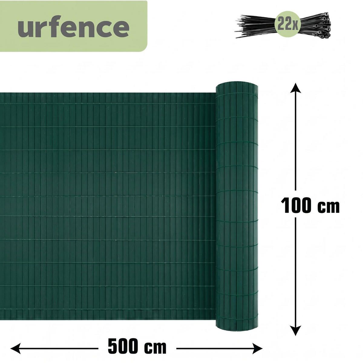 SICHTSCHUTZZAUN Balkon, 100/500 cm, Grün - Grün, Kunststoff (0.9/100cm) - urfence