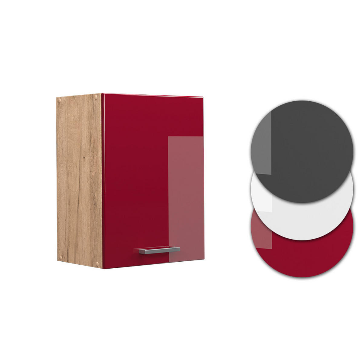HÄNGESCHRANK R-Line Rot Hochglanz 45 cm - Honigeiche/Bordeaux, Holzwerkstoff (45/60/31cm) - Vicco