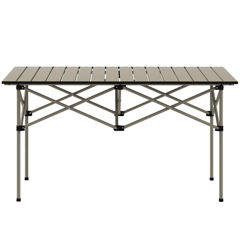 GARTENTISCH aus Aluminium 95 x 55 x 50 cm Beige mit Tragetasche - Beige, Metall (95/55/50cm) - Modfu