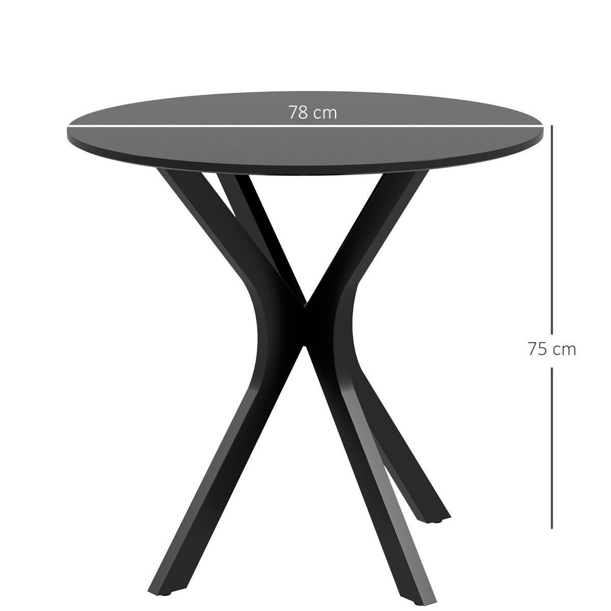 ESSTISCH, Runder Küchentisch, Moderner Esszimmertisch mit Spider-Stahlgestell - Schwarz, Kunststoff (78/78/75cm) - HOMCOM