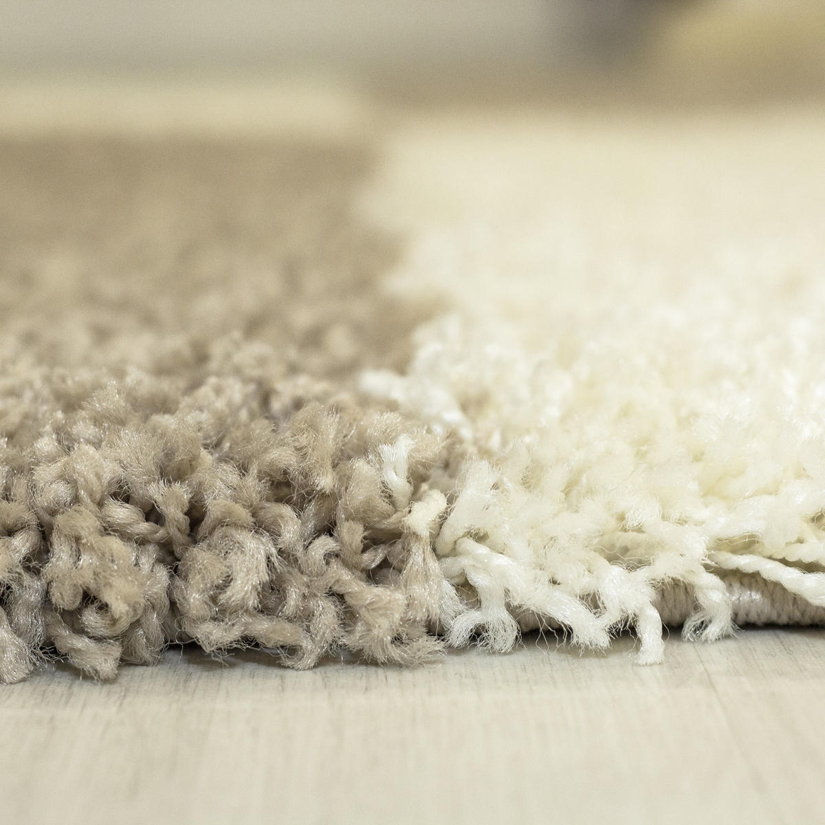 TEPPICH Hochflor Shaggy Karo Design Polypropylen Wohnzimmer Beige Rund 160x160 - Beige, Textil (160/160cm) - KADIMA DESIGN