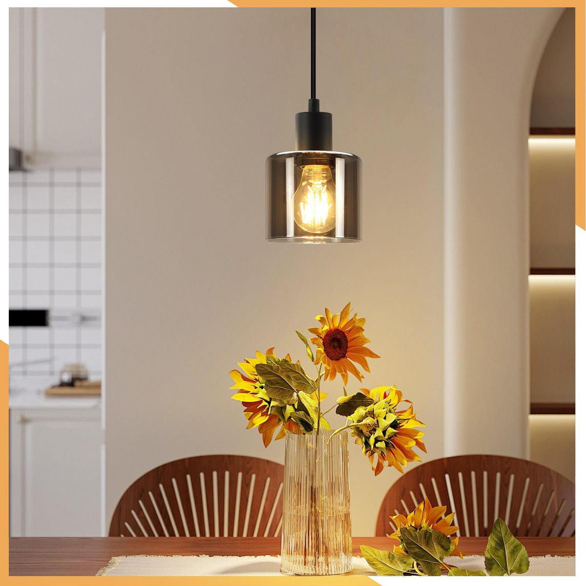 HÄNGELEUCHTE Verena 11/11/195 cm - Grau, Glas (11/11/195cm) - Nettlife