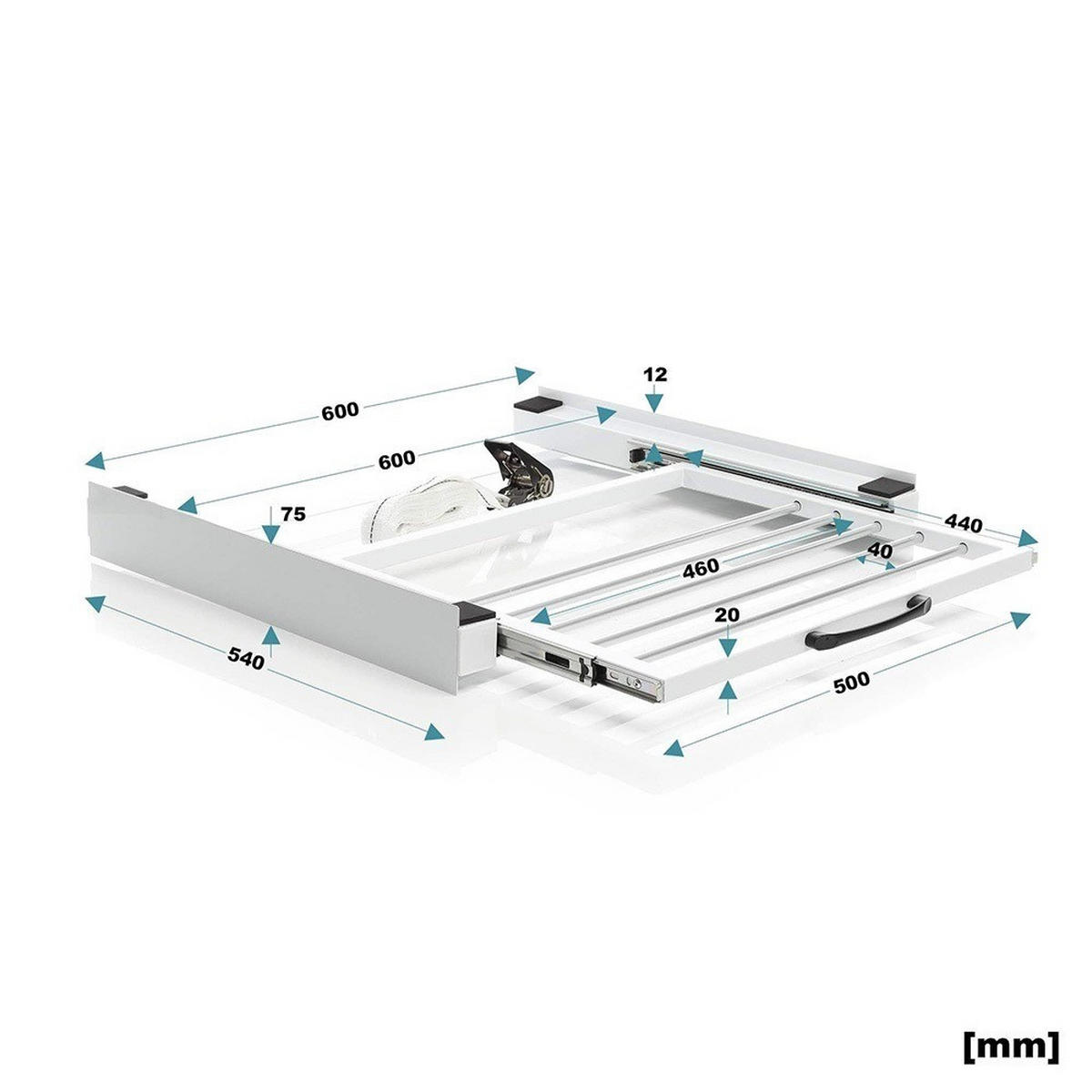 STAPELBAUSATZ für Waschmaschine und Trockner mit Wäscheständer - Weiß, Metall (55/7.5/60cm) - IVOL