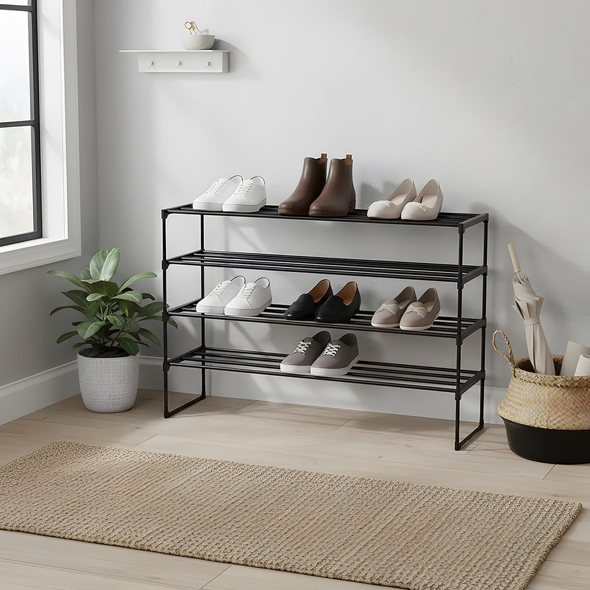 BOTNÍK - černá, kov/plast (117/72/30cm) - Relaxdays