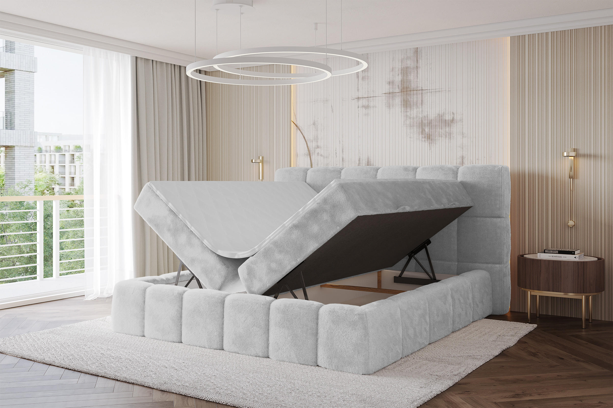 Thumbnail - Altdecor Boxbett, Greige, Holzwerkstoff, H4, Höhe ca. 20 cm, 180x200 cm, Schlafzimmer, Betten, Boxspringbetten