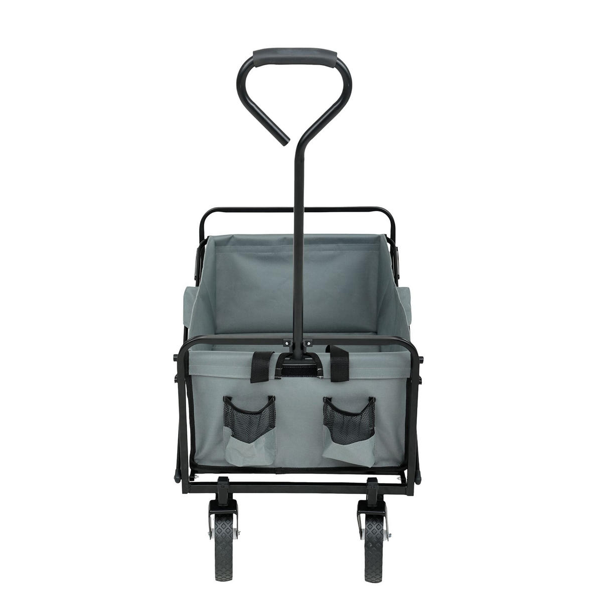 CĂRUCIOR DIN LEMN TIP VAGON, se poate strânge, cu capacitate de încărcare de 110 kg - gri, material textil (50/59/50cm) - RAUMHIRSCH FURNITURE