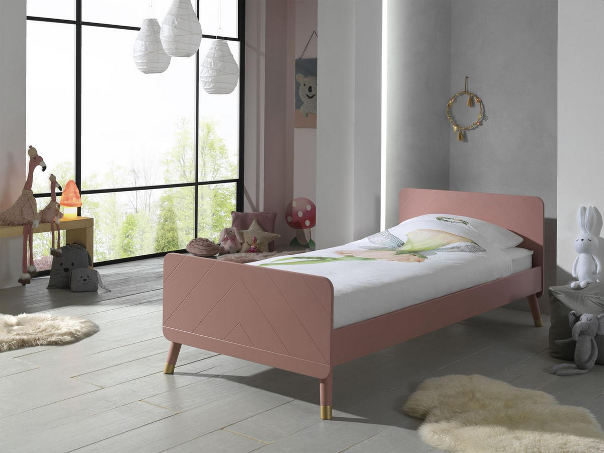 EINZELBETT Kamillah 204x74x95 aus MDF in Terra Rosa - Rosa, Holzwerkstoff (90/200cm) - 58aufmkessel