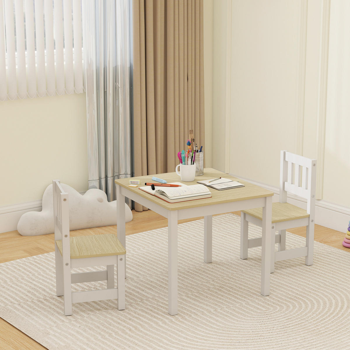 KINDERSITZGRUPPE DE-17545 2 Stühle zum Zeichnen & Lernen Naturholz - Naturfarben, Holzwerkstoff (52/48/56cm) - ComfortXL