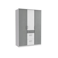 KLEIDERSCHRANK Click in Weiß mit Beton Lichtgrau - Drehtürenschrank 135 cm Breite ohne Spiegel - Weiß, Holzwerkstoff (135/199/58cm)