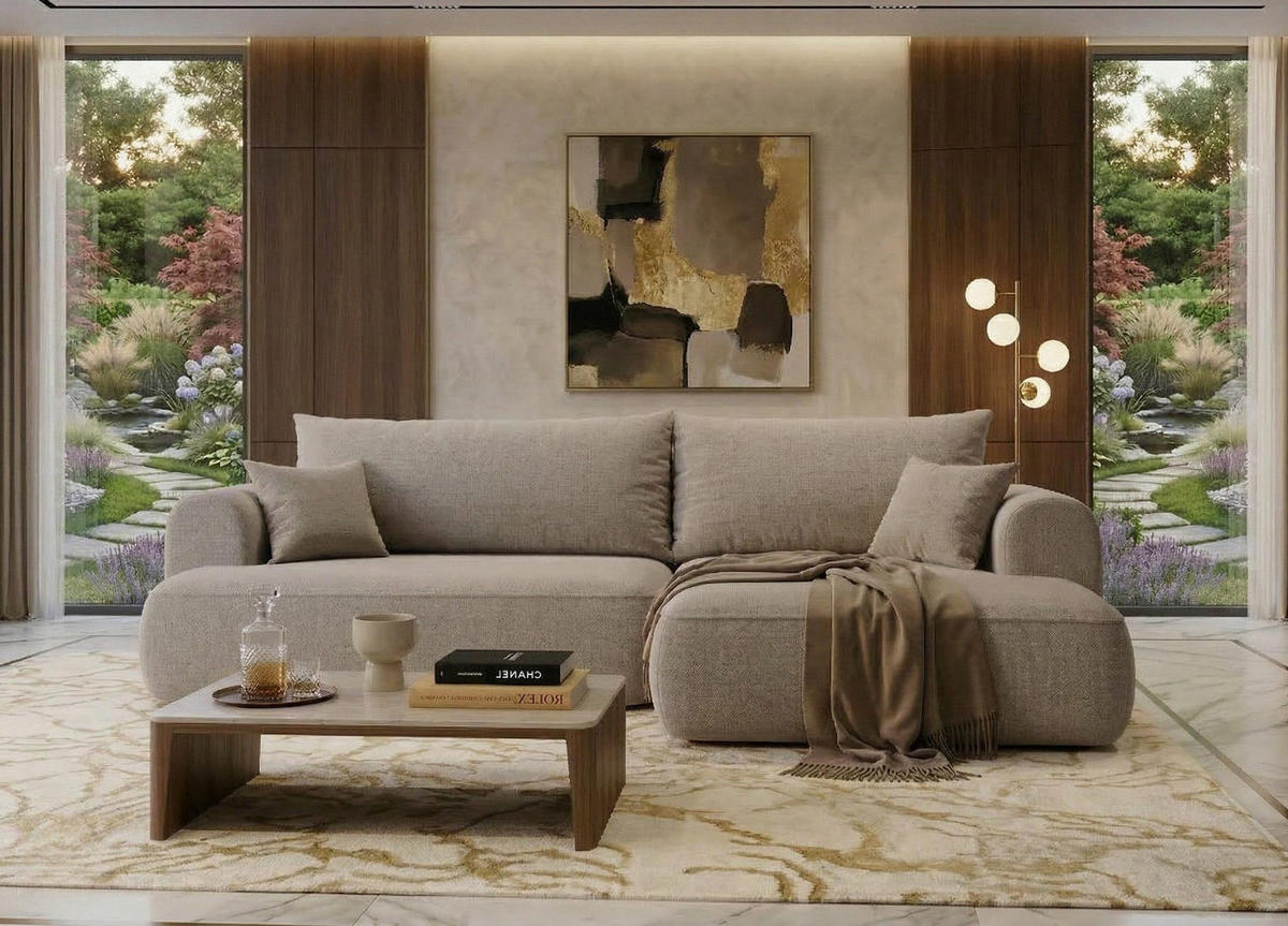 BIG-SOFA Vitton Beige Rechts - Beige, Textil (260/85/200cm) - B&B Home