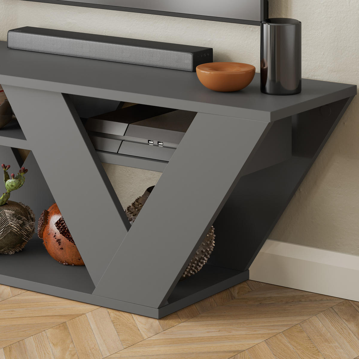 TV-LOWBOARD Pipralla Anthrazit 110/30/40 cm - Anthrazit, Holzwerkstoff (110/40/30cm) - Decortie
