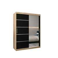 SCHWEBETÜRENSCHRANK 200/150/62 2-türig - Silberfarben/Schwarz, Holz/Kunststoff (150/200/62cm) - Abiks Möbel
