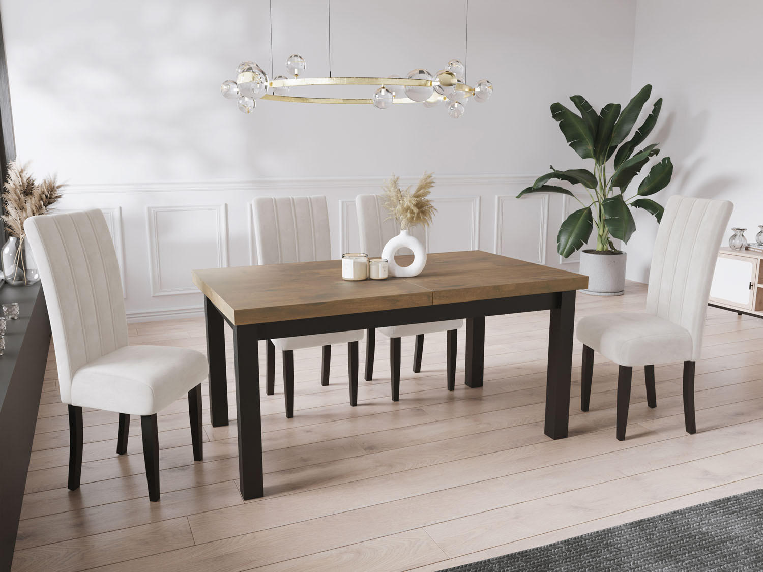 ESSTISCH Gemini rechteckig ausziehbar, Lefkas Eiche 200-300/100/78 cm - Alteiche/Schwarz, Holz/Holzwerkstoff (200/100/78cm) - WFL GROUP