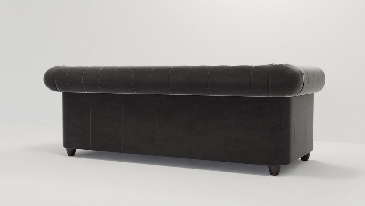 CHESTERFIELD-SOFA 3-Sitzer mit Schlaffunktion Nyx Schwarz Samt - Schwarz/Braun, Holz/Textil (203/28/86cm) - S-Style Möbel
