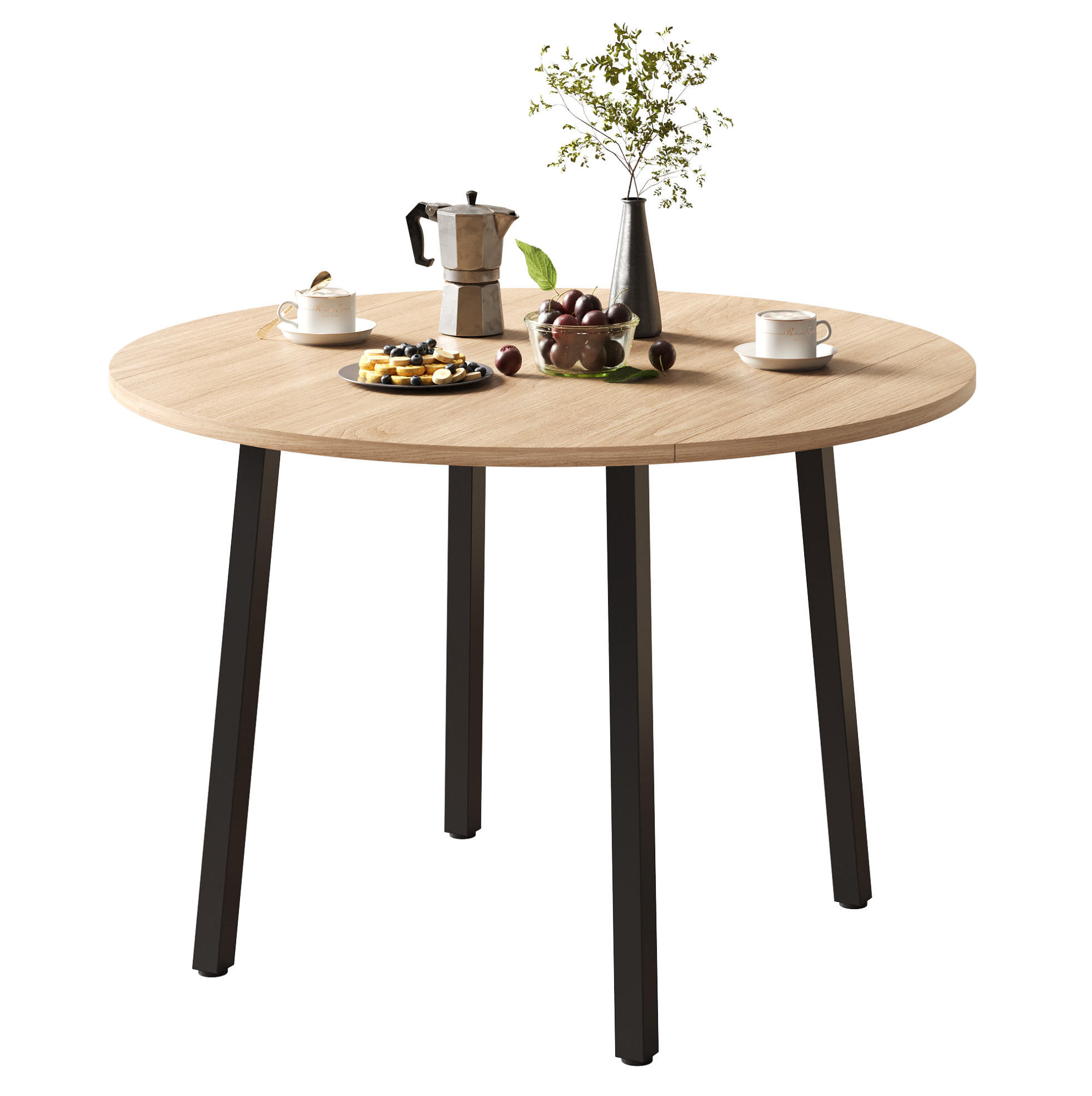 ESSTISCH 100/100 cm in Eicheoptik, klappbar, rund, für 2-4 Personen - Eichefarben, Holzwerkstoff (100/100/75cm) - Flora Grace